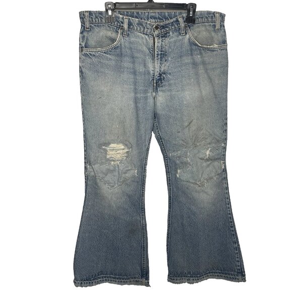 Vintage 80s Levis 684 Orange Tab Bell Bottom Flare Blue Jeans